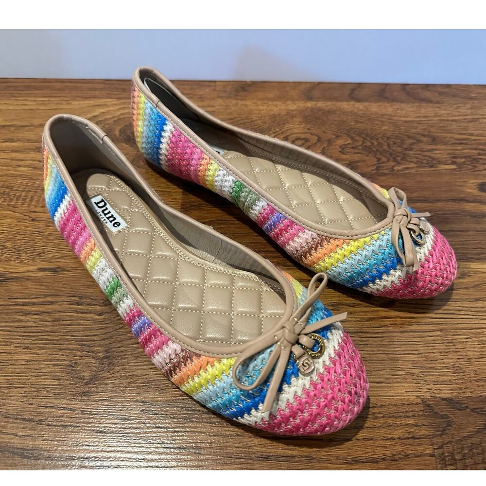 Dune London Halo Crochet Flats Women’s 40 Multicolor NWOB Statement Shoes Unique